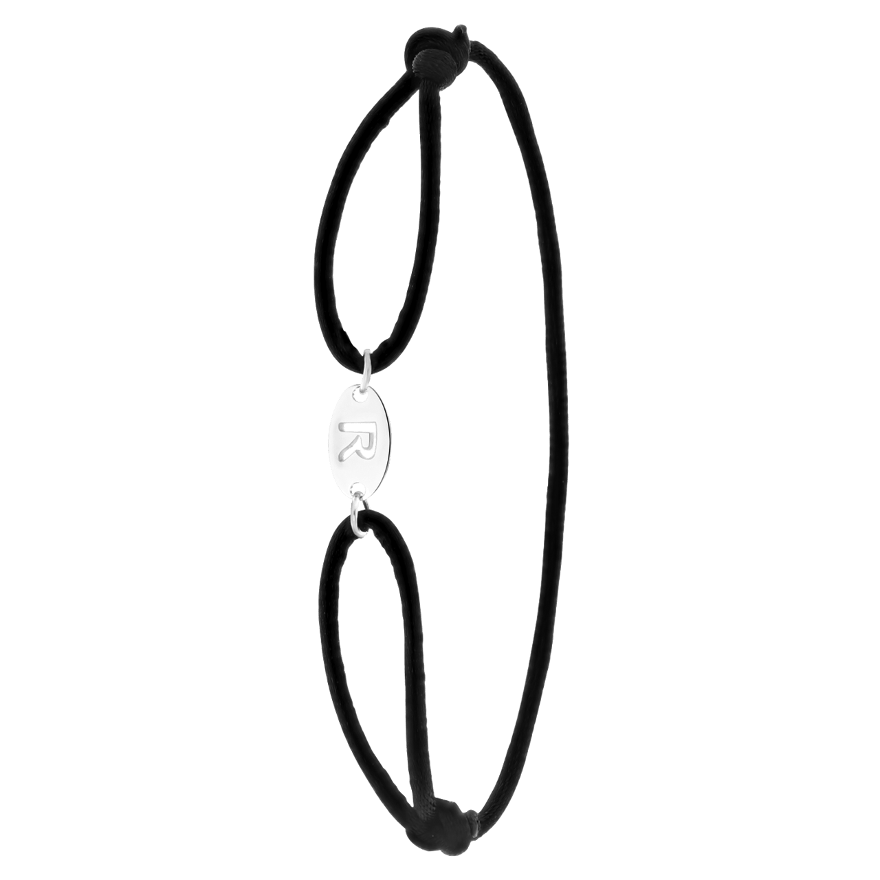 Stalen satijnen koordarmband initial
