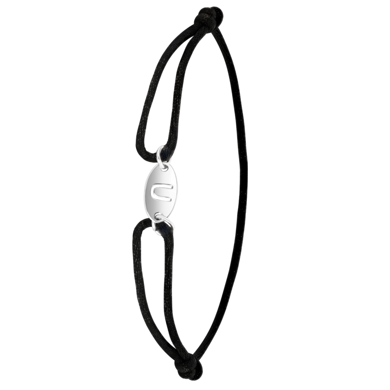 Stainless steel satijnen koordarmband initial