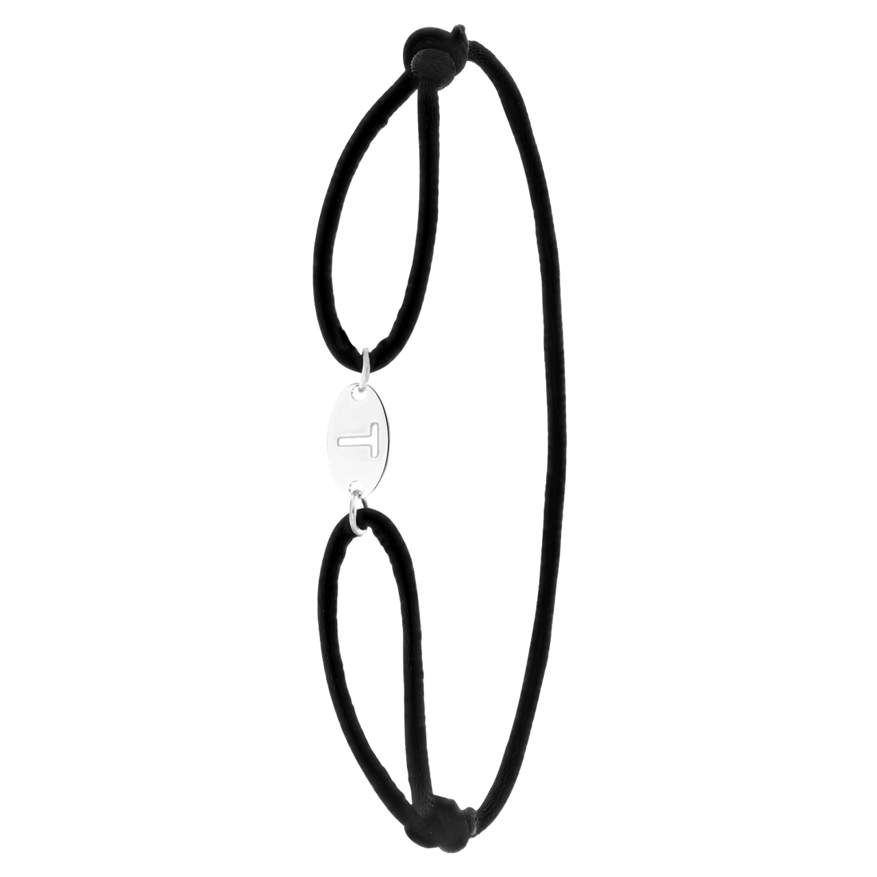 Stainless steel satijnen koordarmband initial