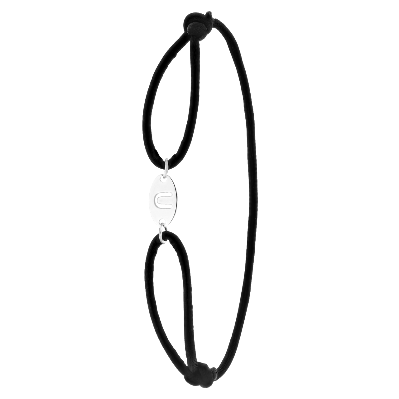 Stainless steel satijnen koordarmband initial