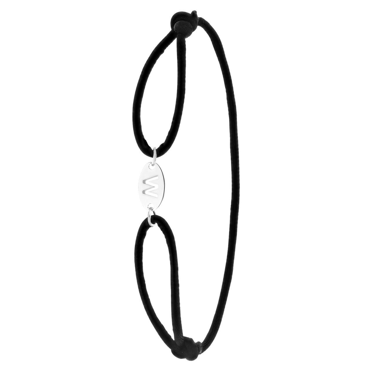 Stainless steel satijnen koordarmband initial