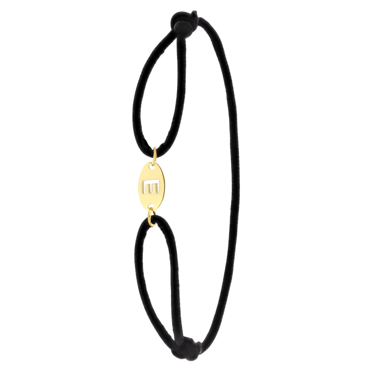 Stalen goldplated satijnen koordarmband initial