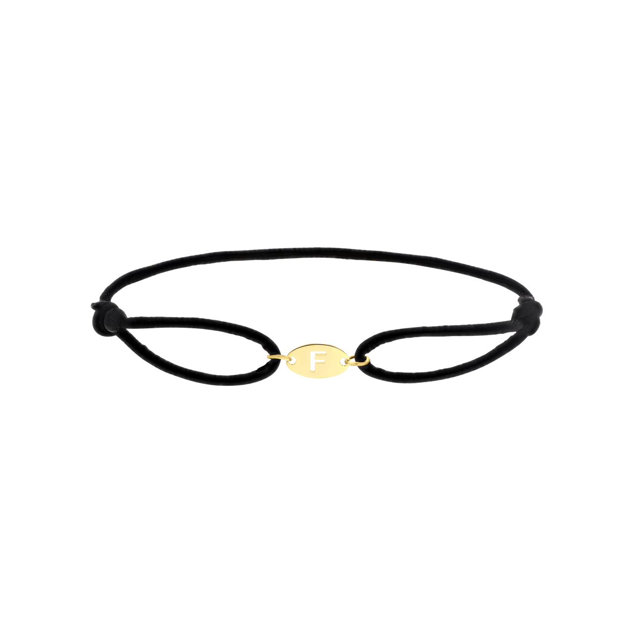 Stalen goldplated satijnen koordarmband initial