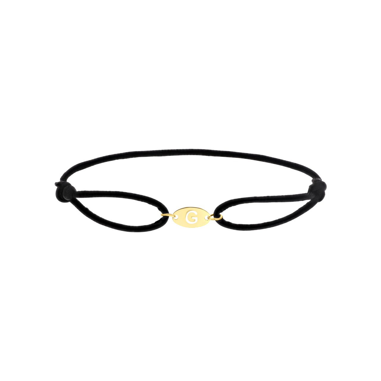 Stainless steel goldplated satijnen koordarmband initial
