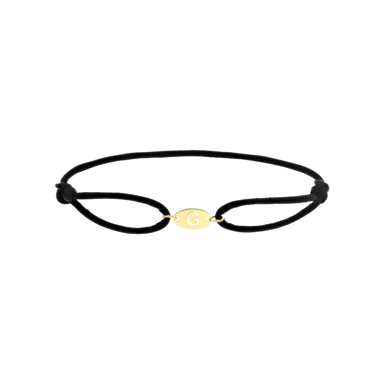 Stalen goldplated satijnen koordarmband initial