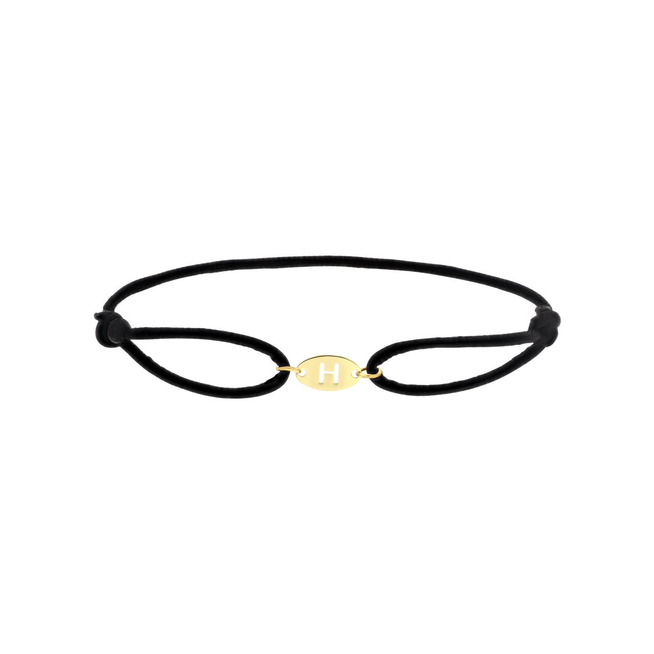 Stainless steel goldplated satijnen koordarmband initial