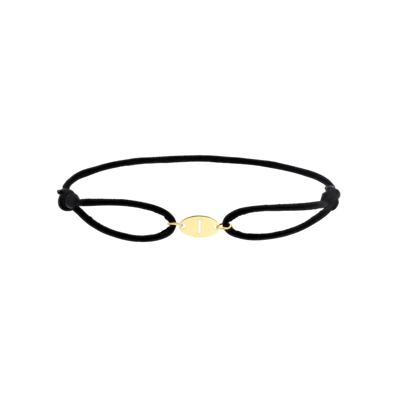 Stalen goldplated satijnen koordarmband initial
