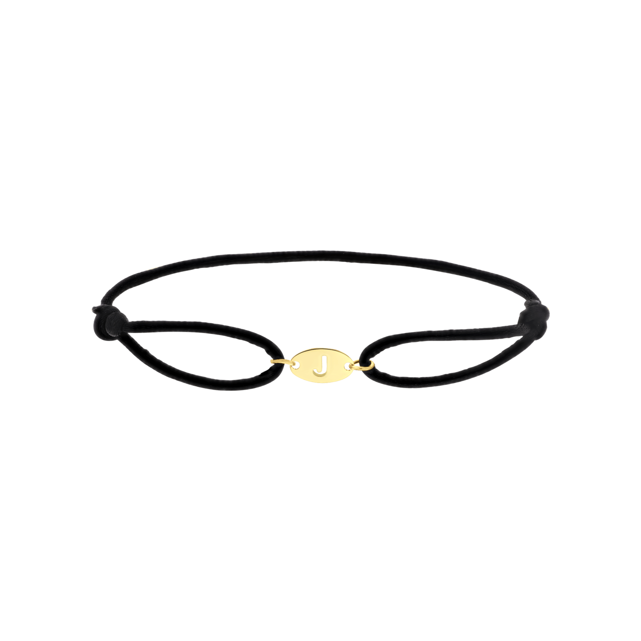Stalen goldplated satijnen koordarmband initial