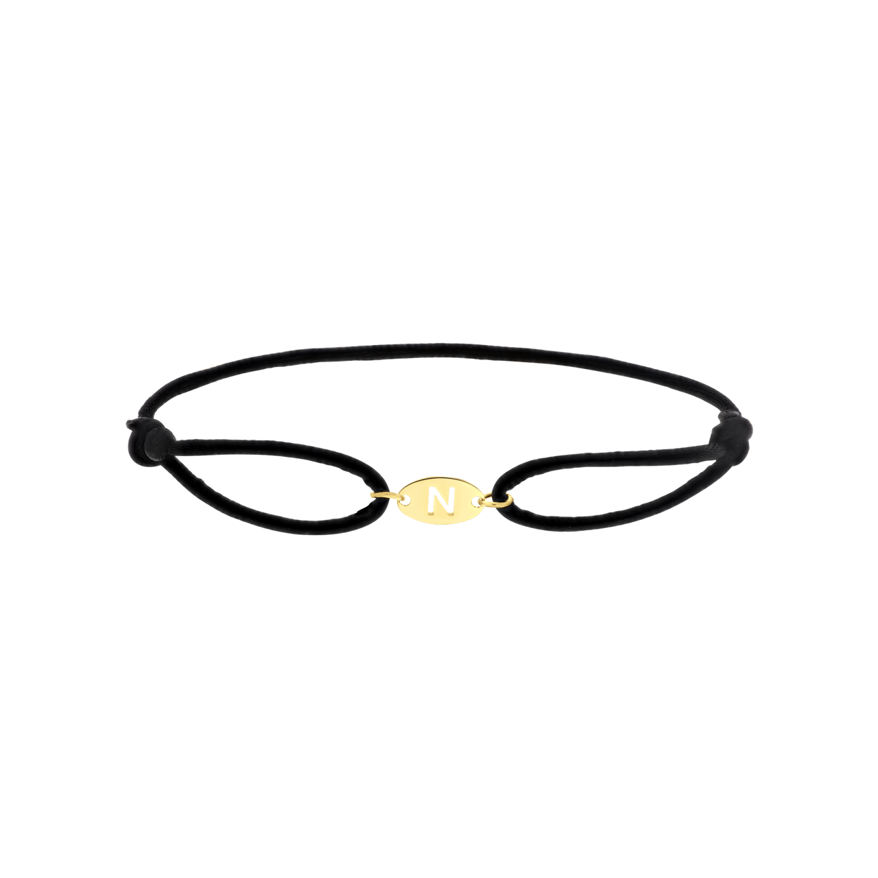 Stainless steel goldplated satijnen koordarmband initial
