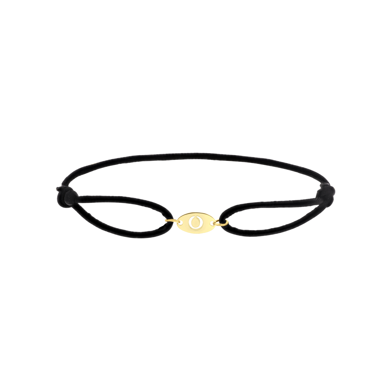 Stalen goldplated satijnen koordarmband initial