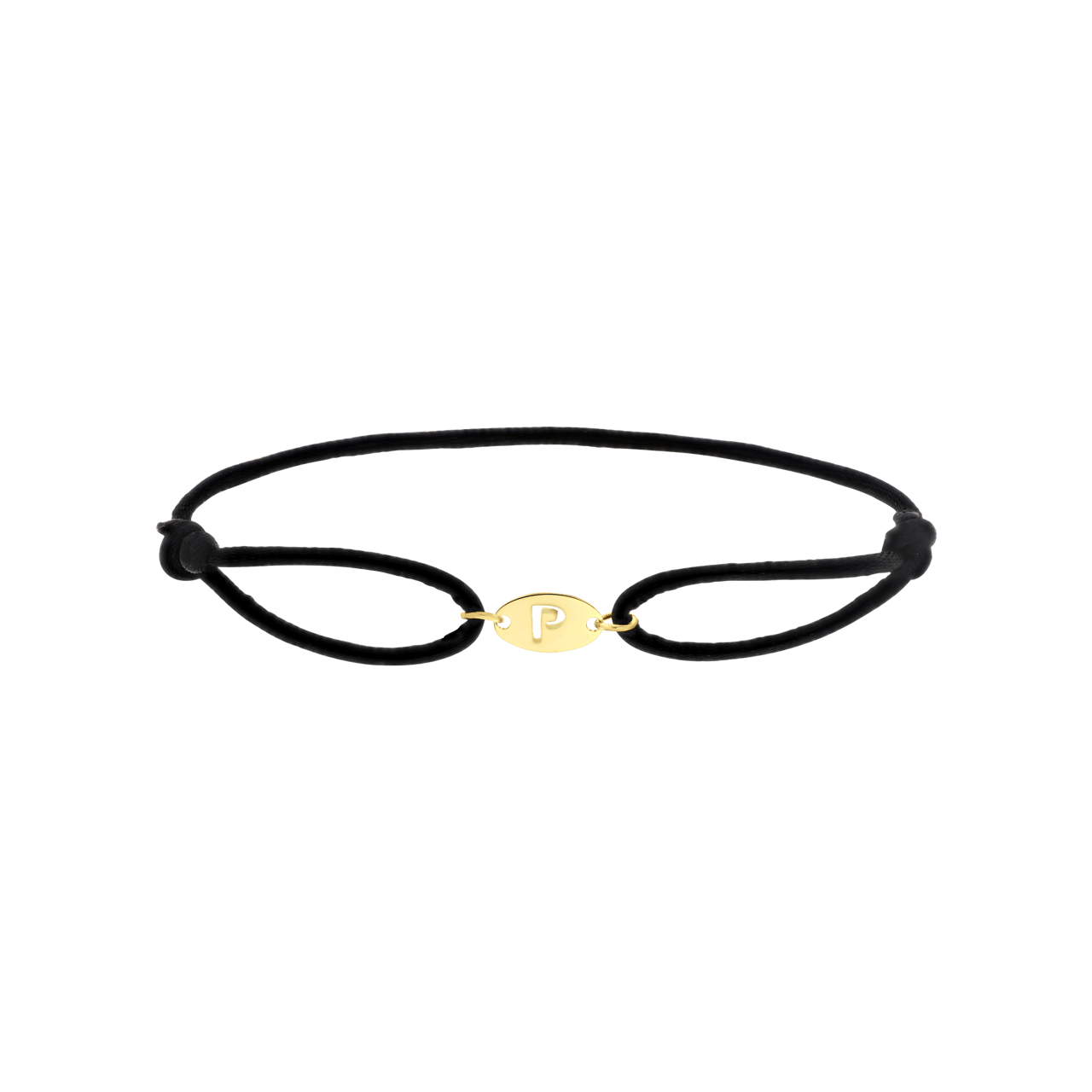 Stalen goldplated satijnen koordarmband initial