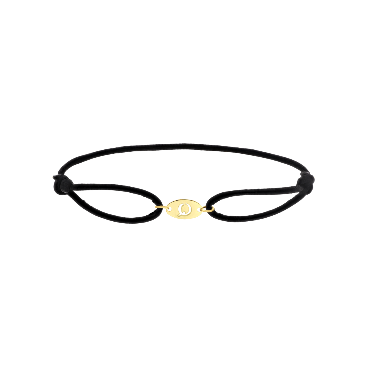 Stalen goldplated satijnen koordarmband initial