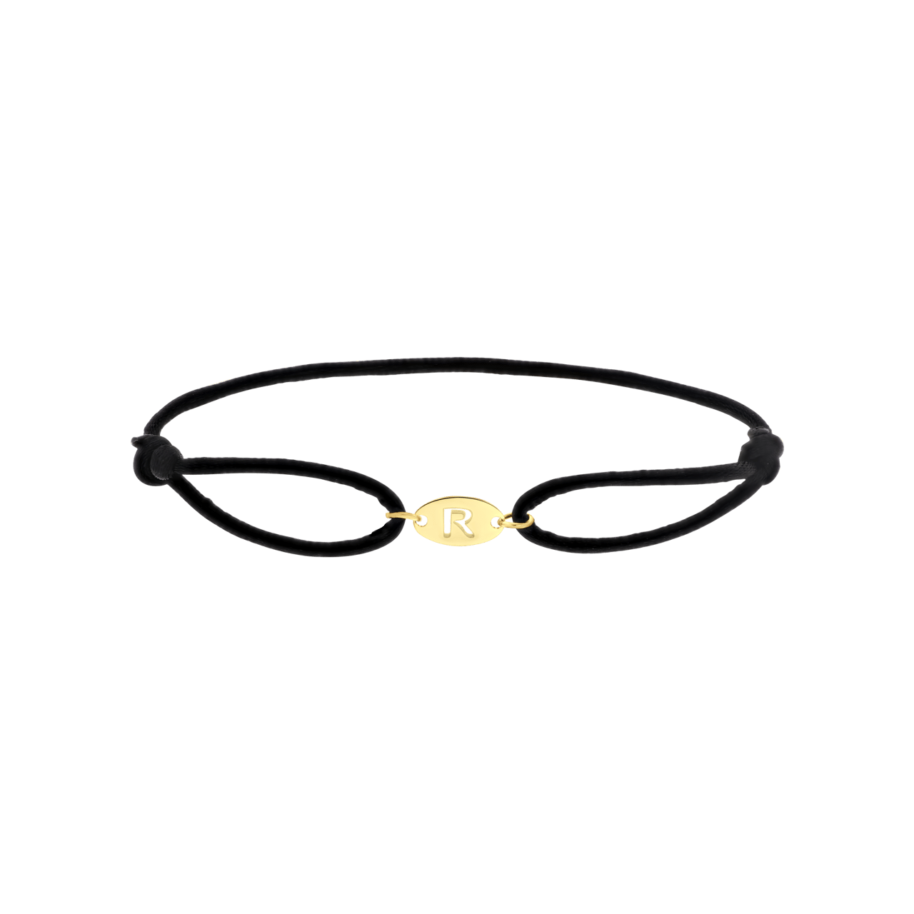 Stainless steel goldplated satijnen koordarmband initial