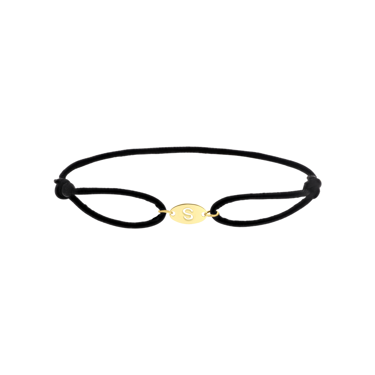 Stainless steel goldplated satijnen koordarmband initial