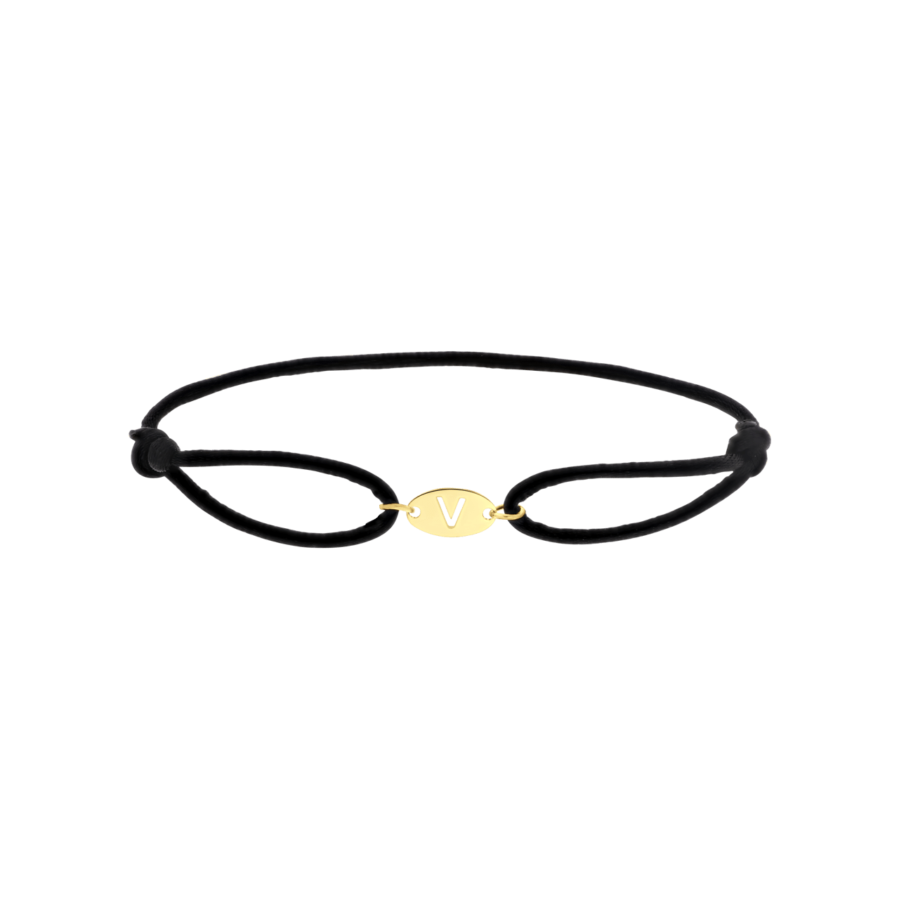 Stainless steel goldplated satijnen koordarmband initial