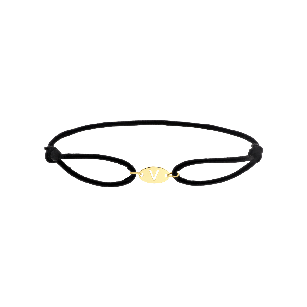 Stalen goldplated satijnen koordarmband initial