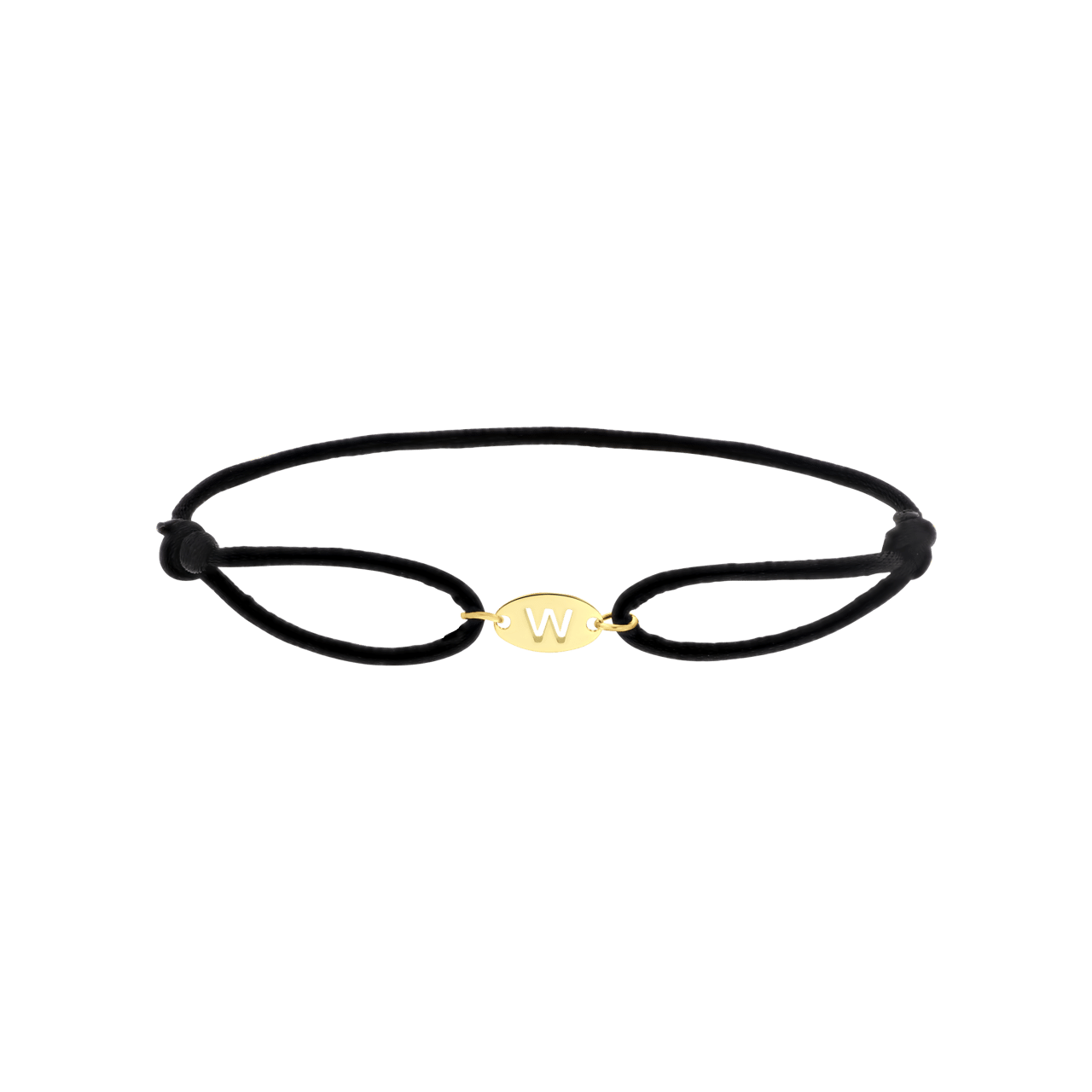 Stainless steel goldplated satijnen koordarmband initial