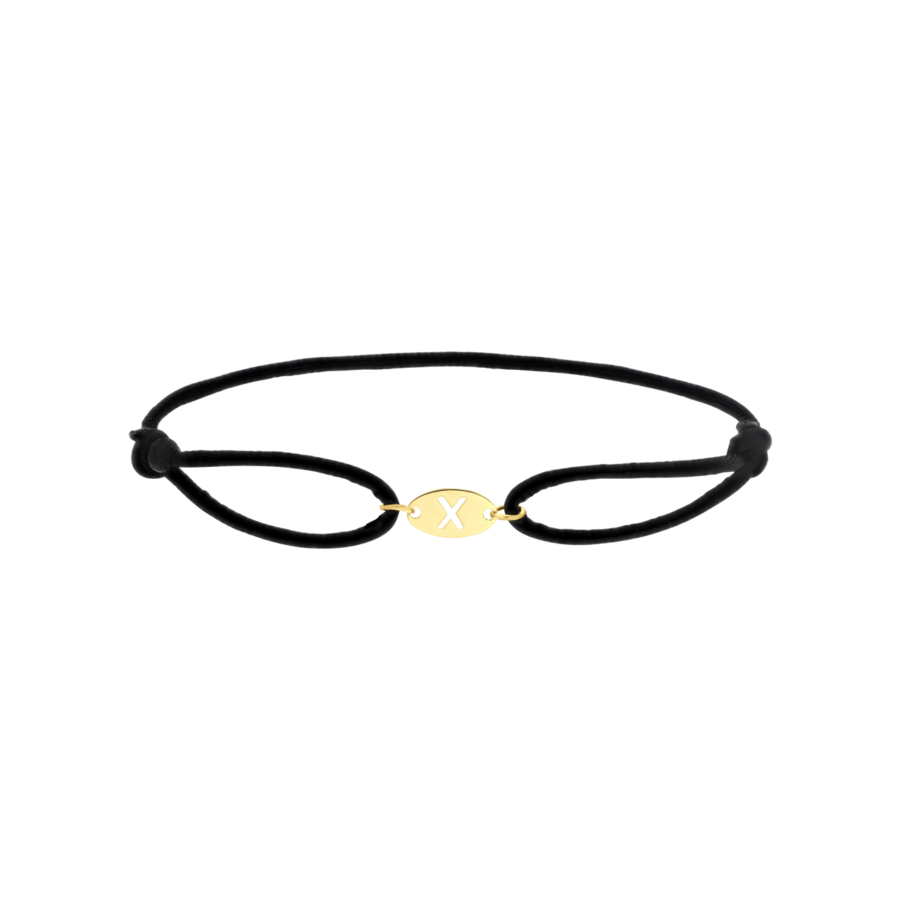Stainless steel goldplated satijnen koordarmband initial