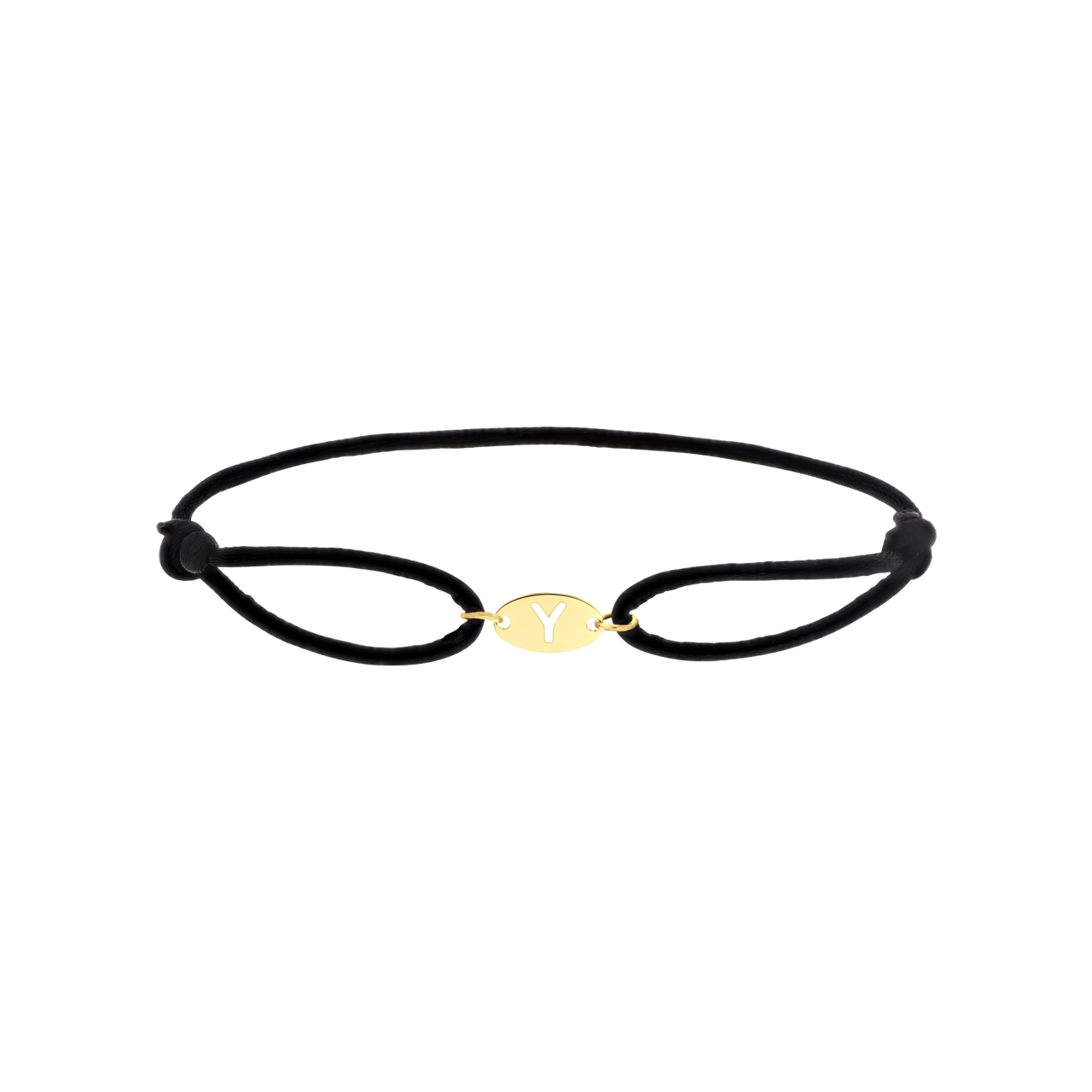 Stainless steel goldplated satijnen koordarmband initial