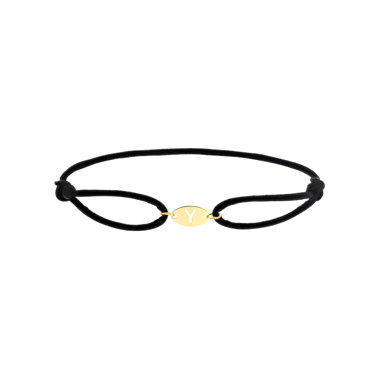 Stalen goldplated satijnen koordarmband initial