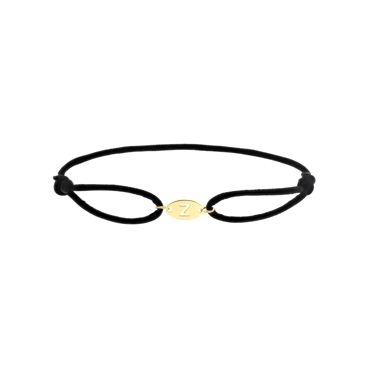 Stainless steel goldplated satijnen koordarmband initial