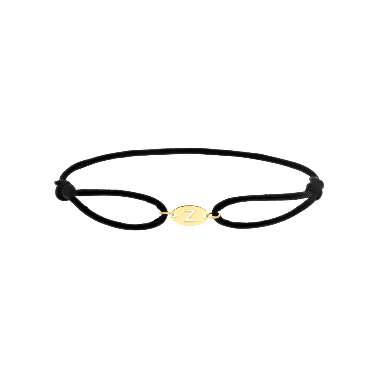 Stalen goldplated satijnen koordarmband initial
