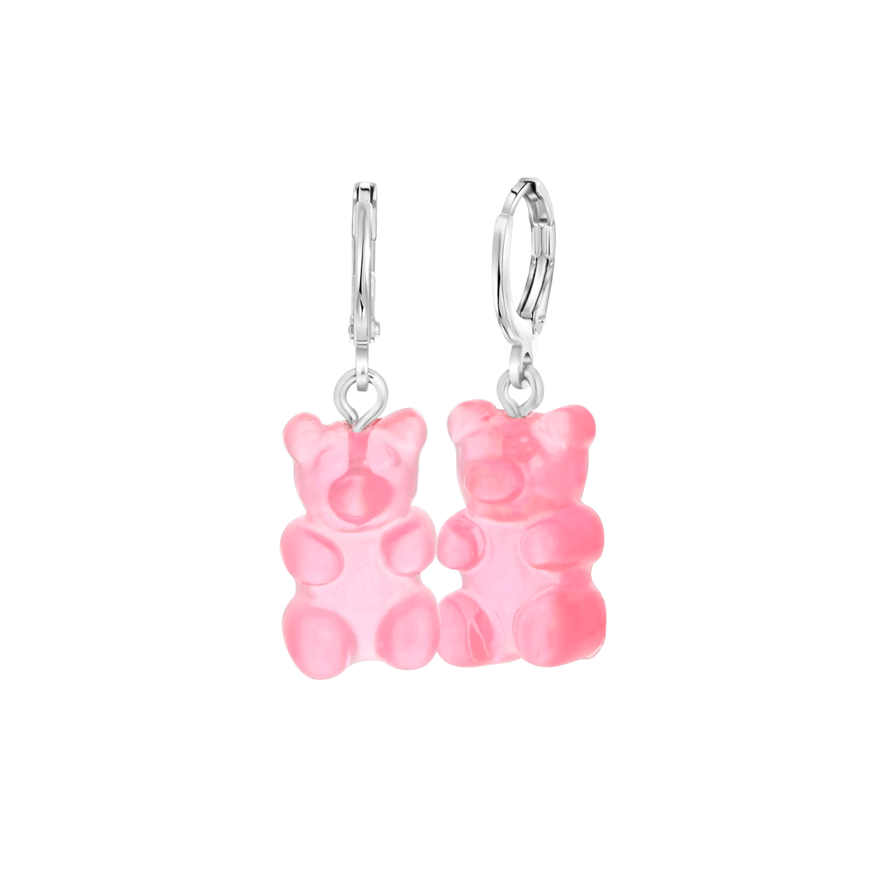 Bijoux oorbellen met hanger beer roze