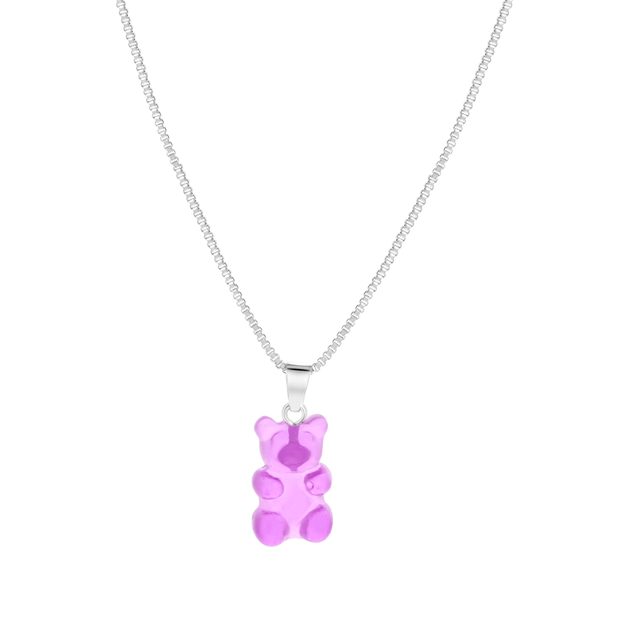 Bijoux ketting met hanger beer paars