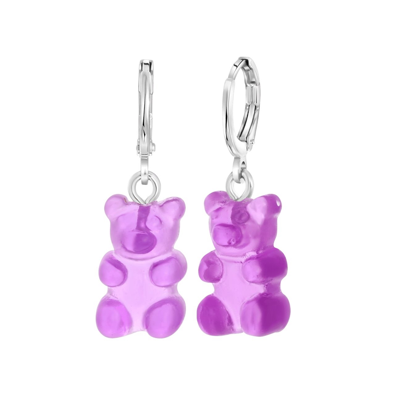 Bijoux oorbellen met hanger beer paars