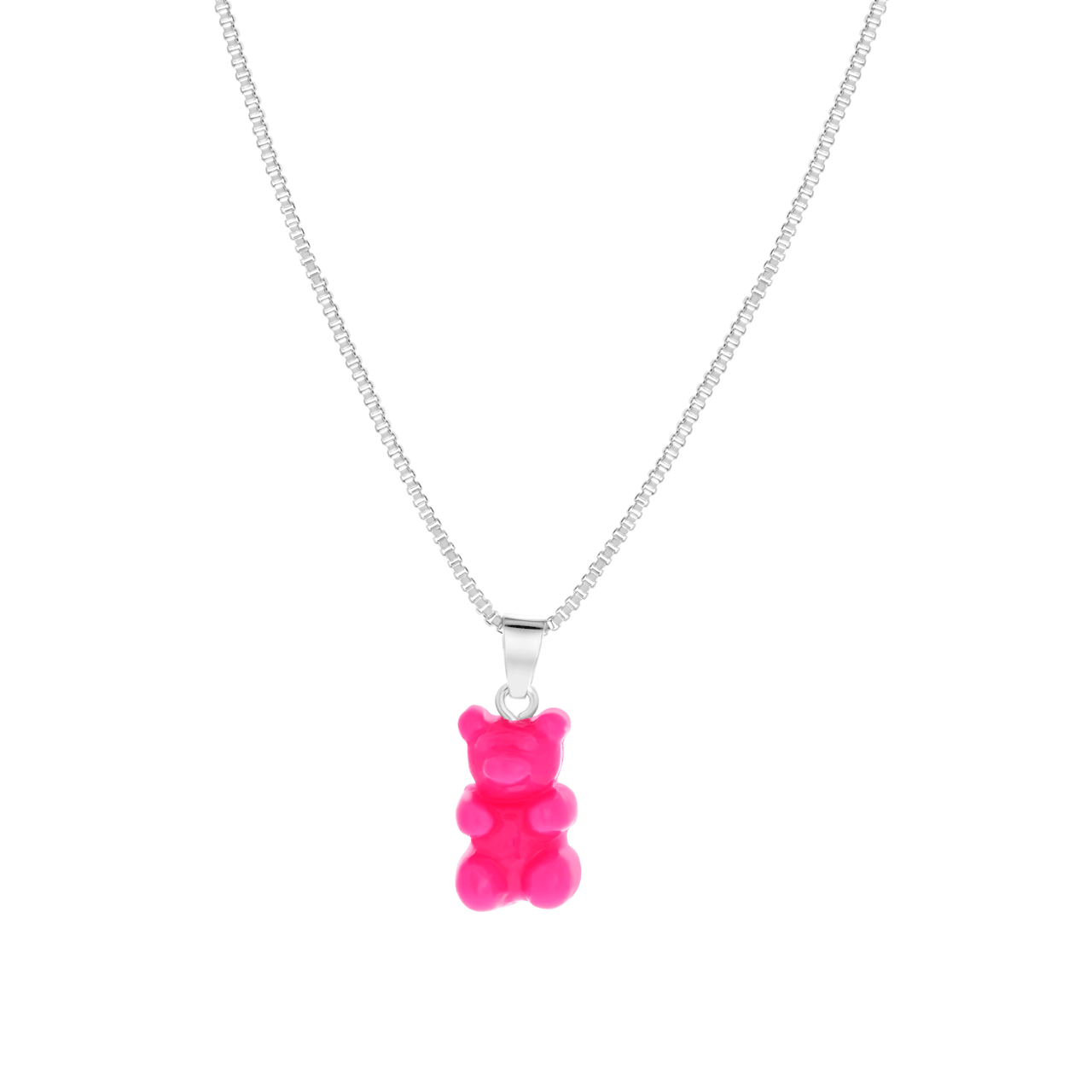 Bijoux ketting met hanger beer fuchsia