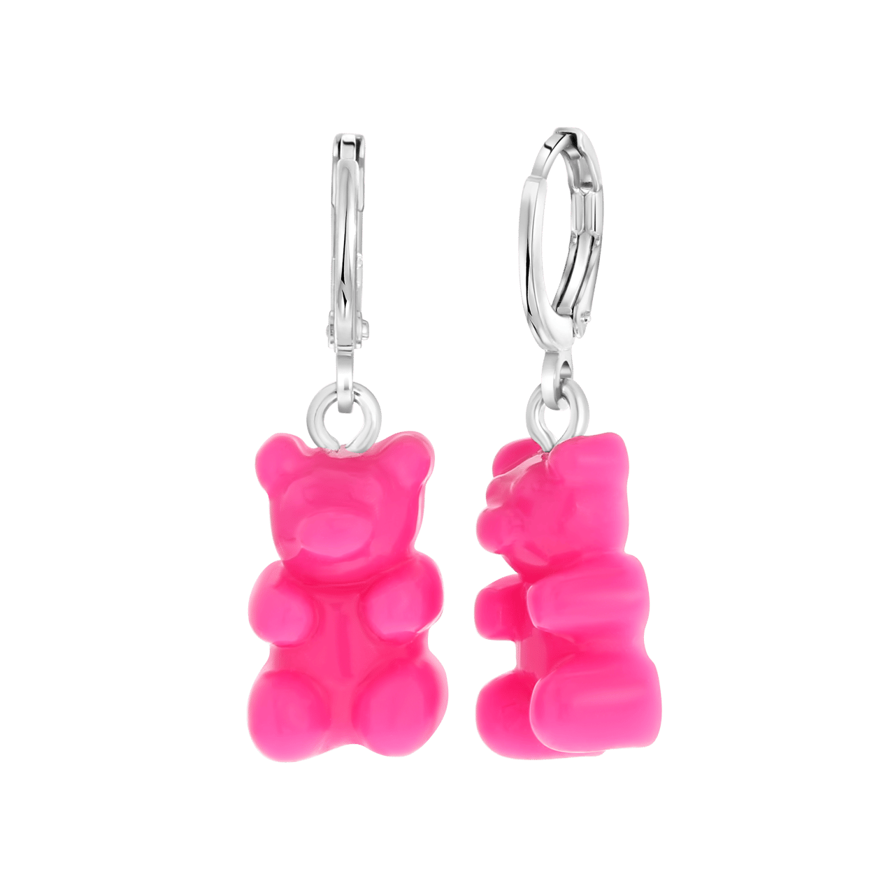 Bijoux oorbellen met hanger beer fuchsia