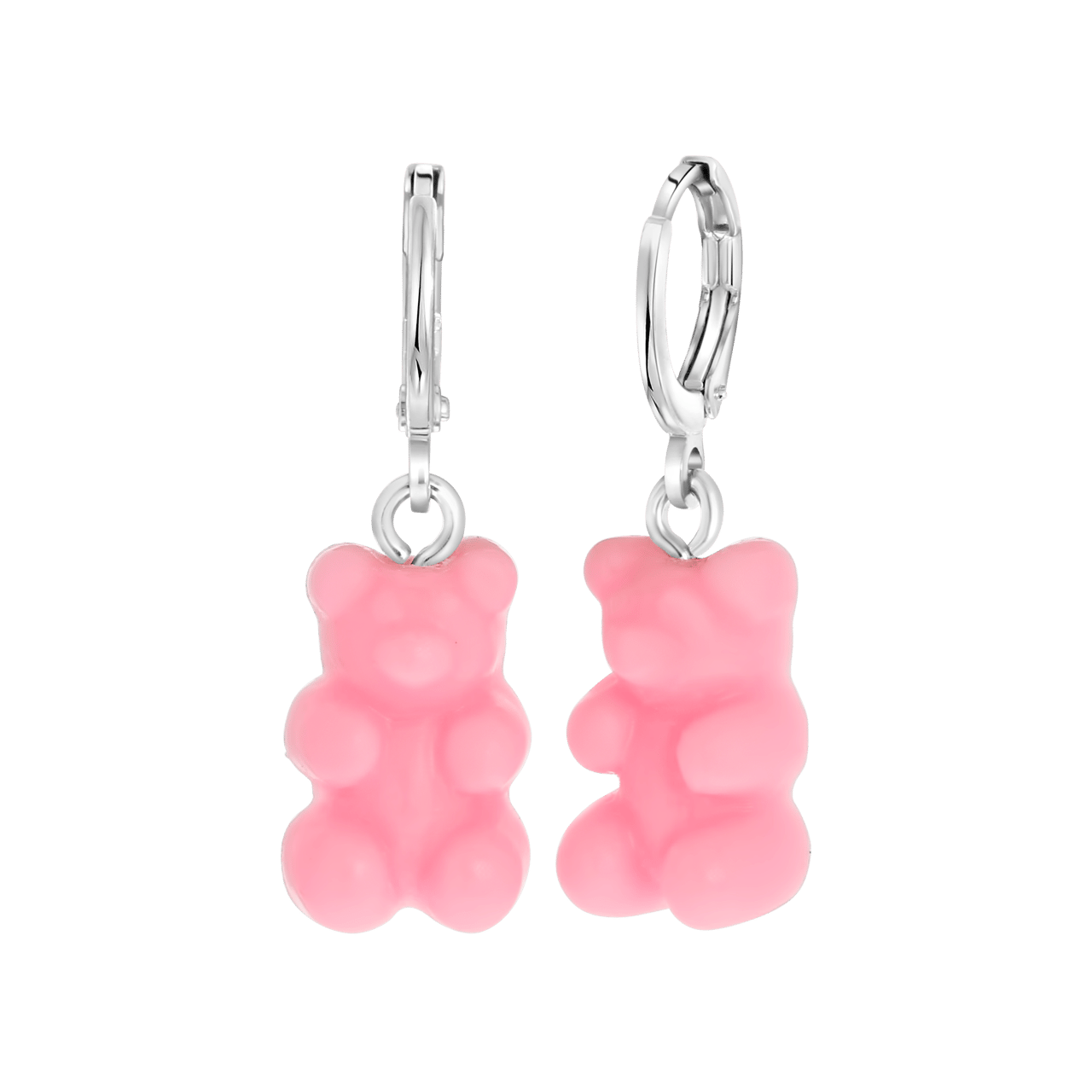 Bijoux oorbellen met hanger beer roze
