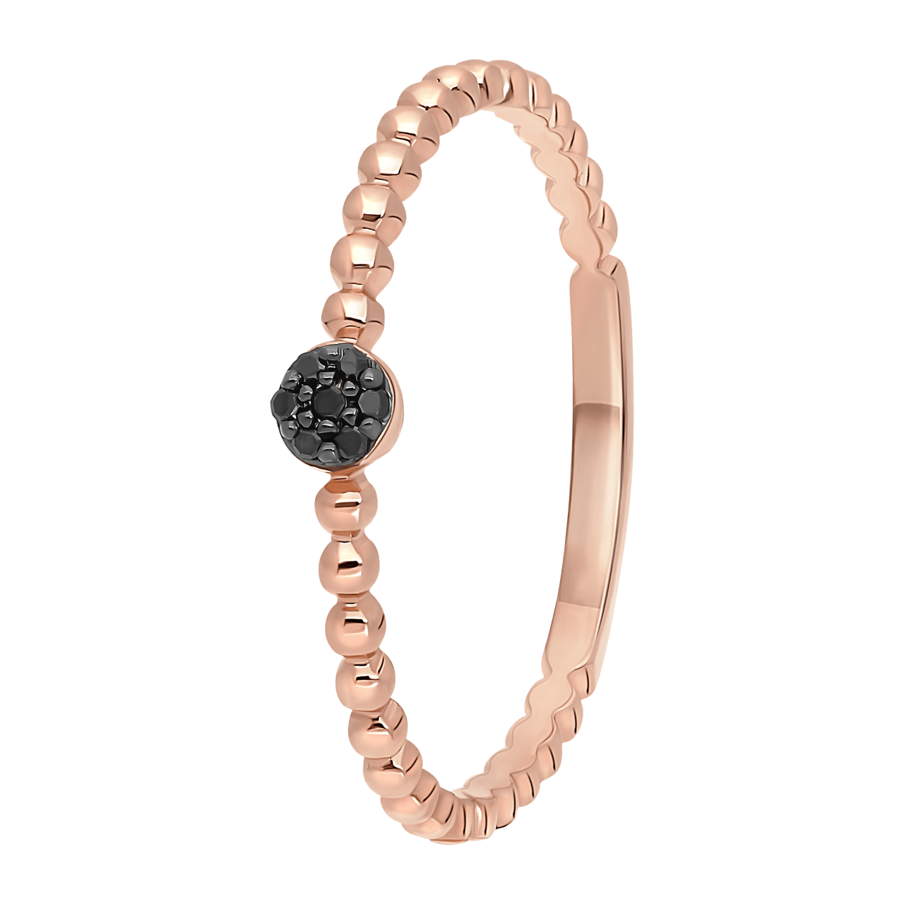 14K rosegouden ring 7 zwarte diamanten 0,025ct bol