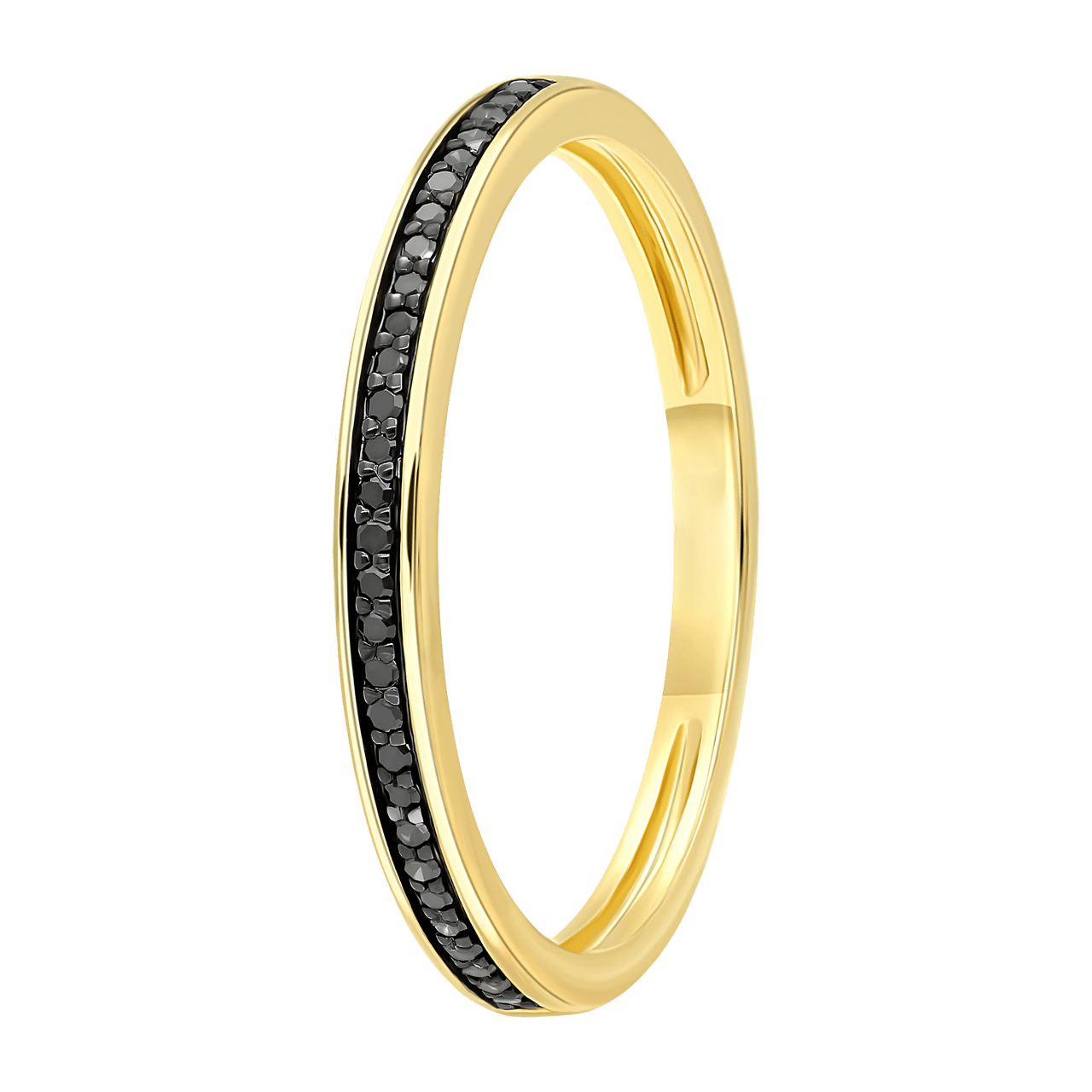 14K geelgouden railring 29 zwarte diamanten 0,08ct