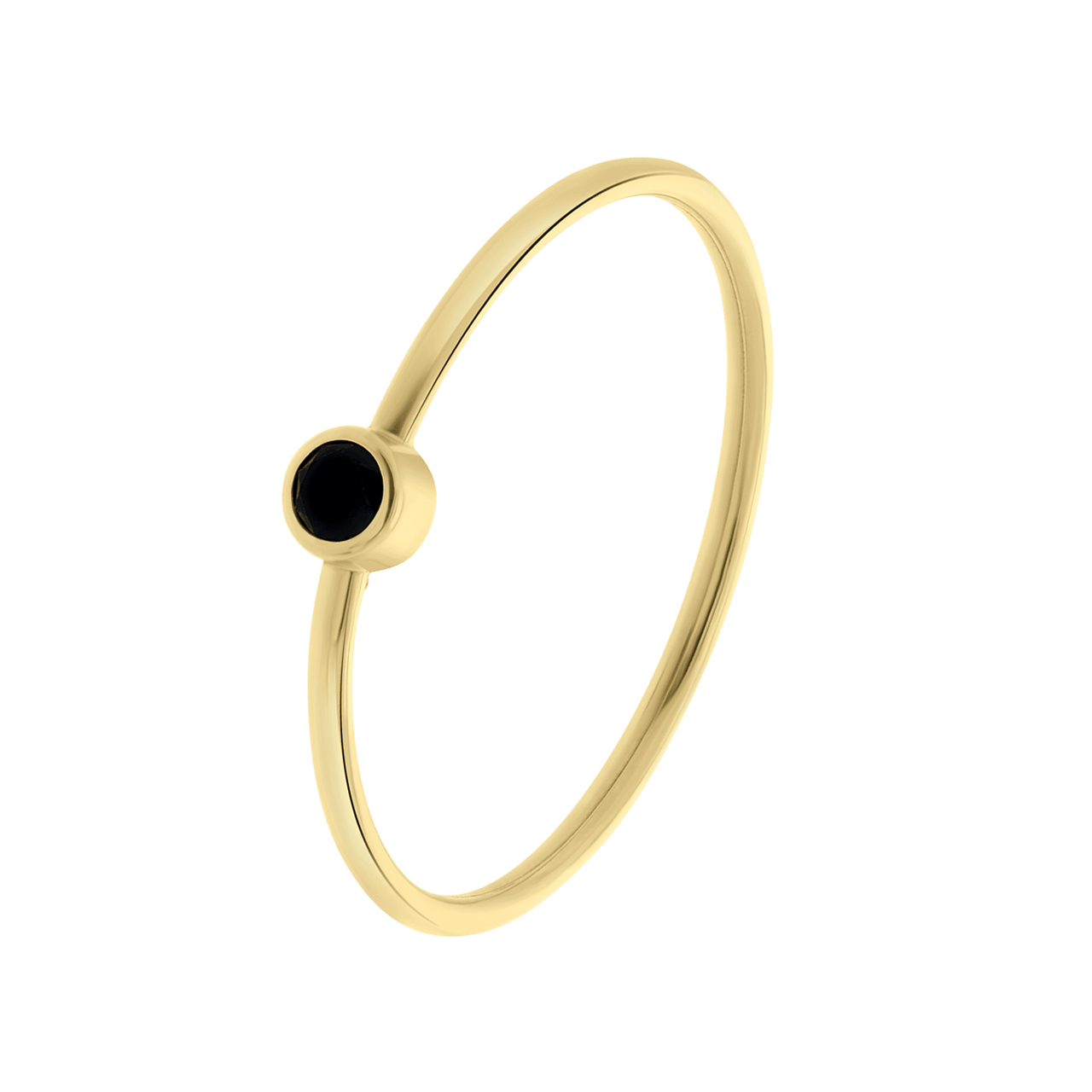 14K geelgouden ring met zwarte spinel edelsteen