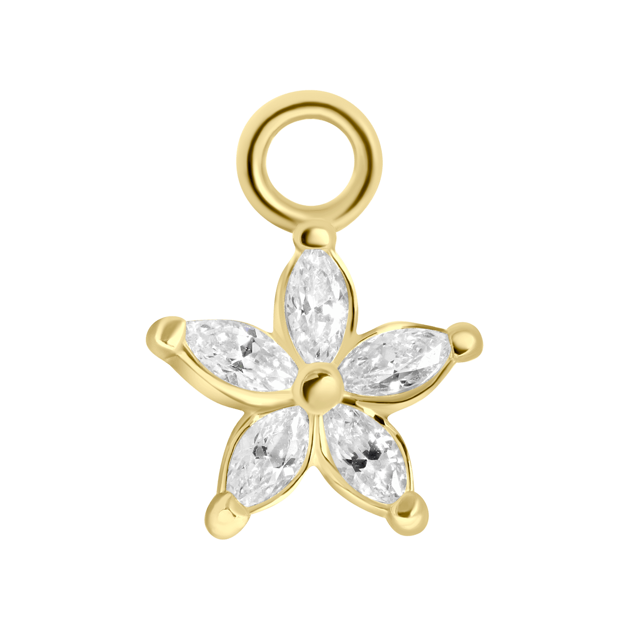 Zilveren gold oorbelhanger bloem zirkoniaMix&Match