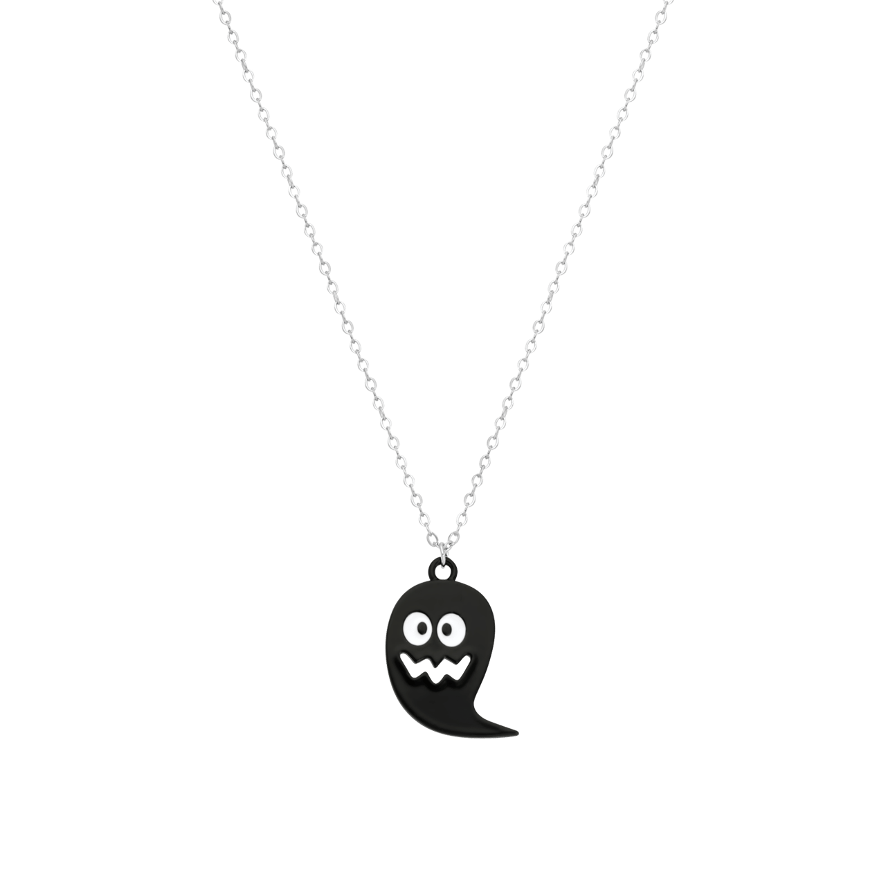 Bijoux zilverkleurige ketting met hanger spookje voor dames