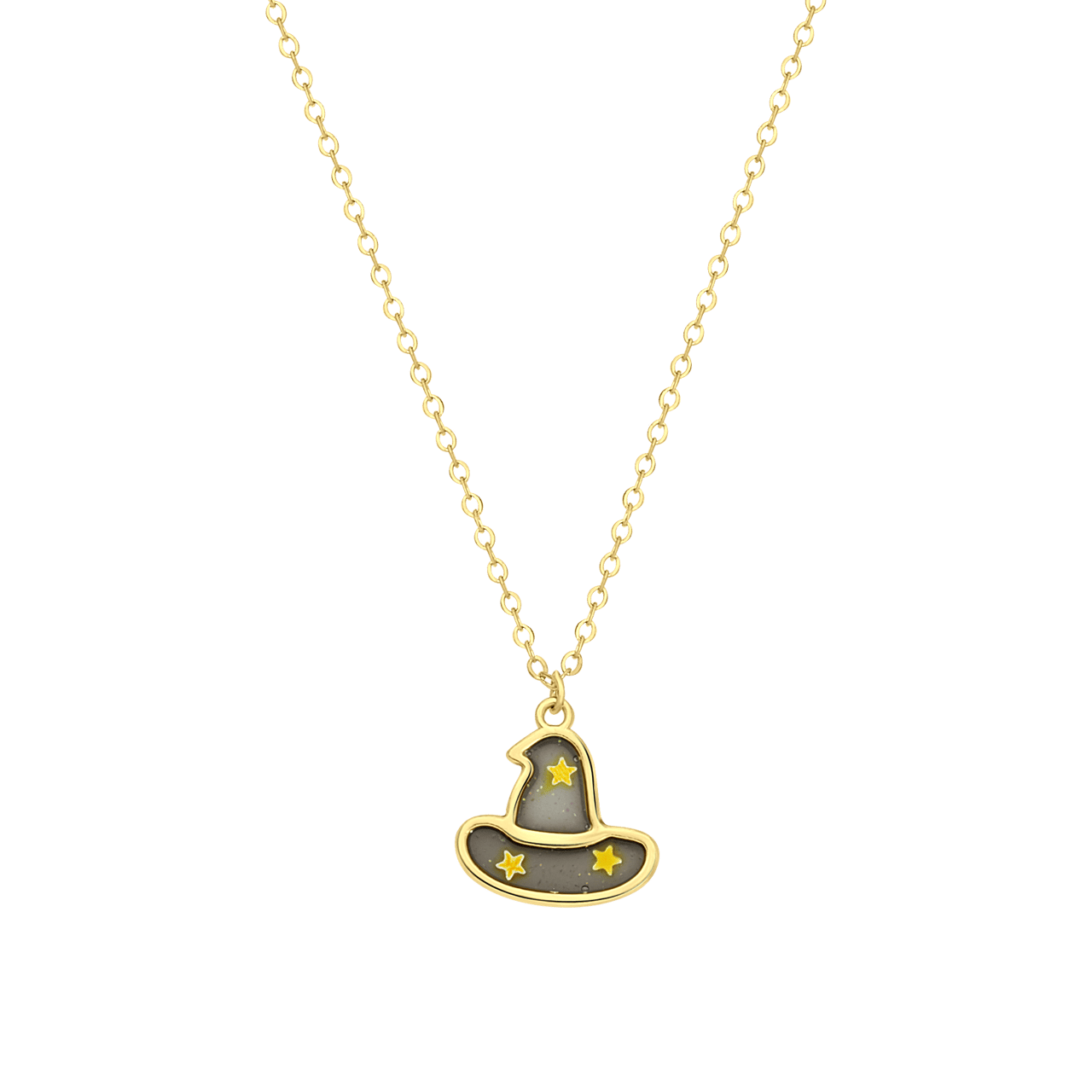 Bijoux zilverkleurige ketting met hanger heksenhoed voor dames