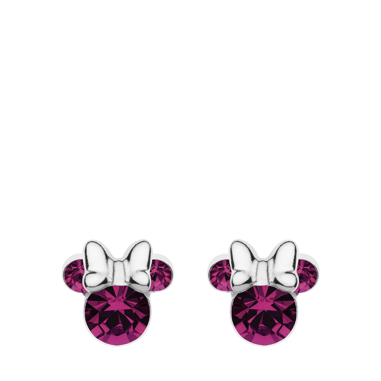 Zilveren Disney Minnie oorbellen geboortestenen