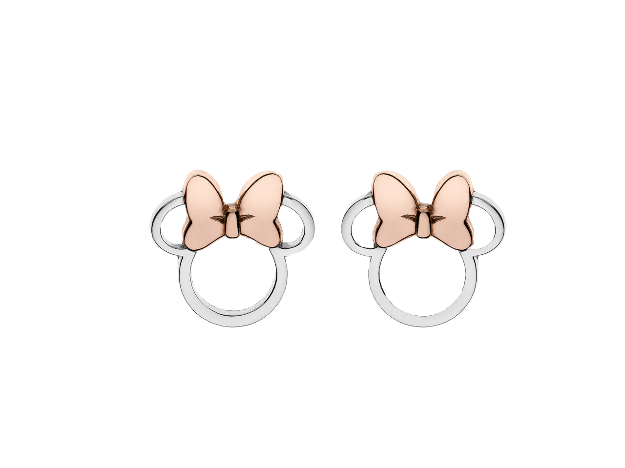 Disney zilveren Minnie oorbellen roseplated strik