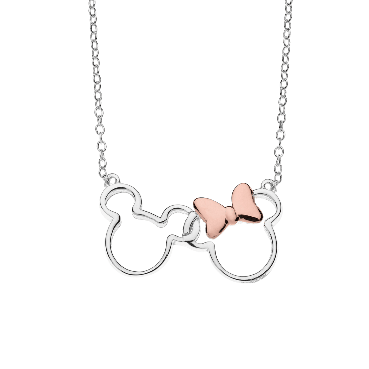 Disney Mickey & Minnie Halskette, 925 Silber, rotvergoldete Schleife