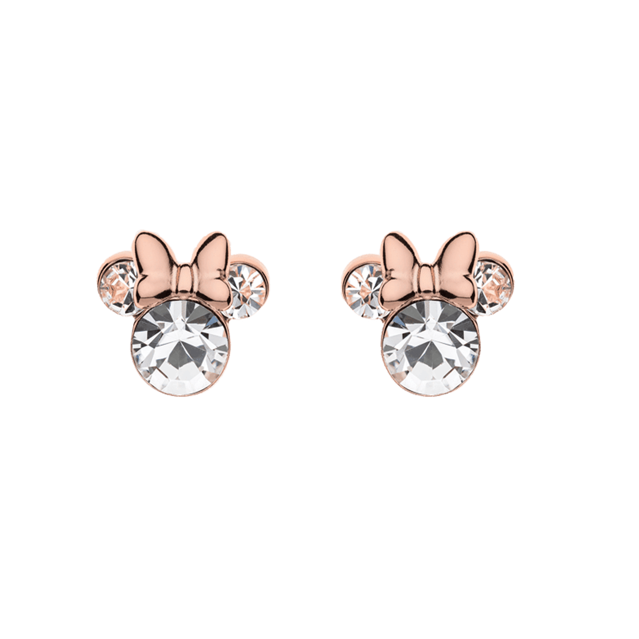 Disney Minnie Ohrringe, 925 Silber, rotvergoldet, Kristall