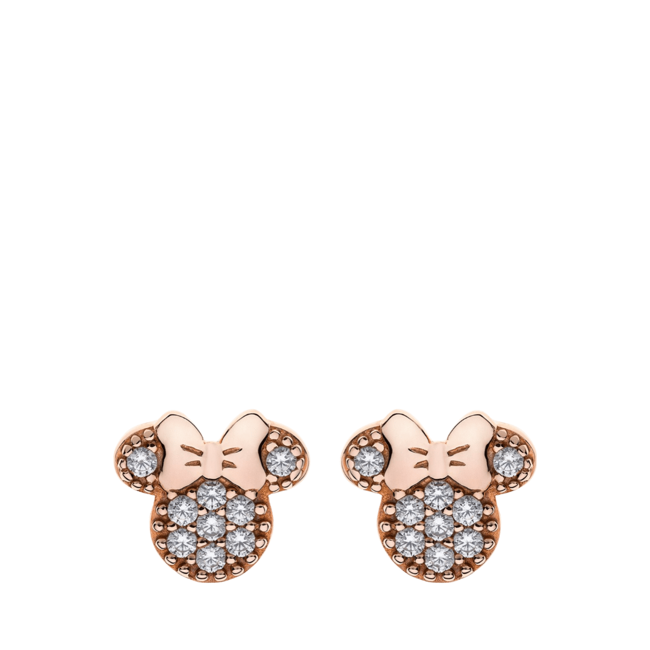 Disney zilveren roséplated kinderoorknoppen Minnie Mouse met zirkonia