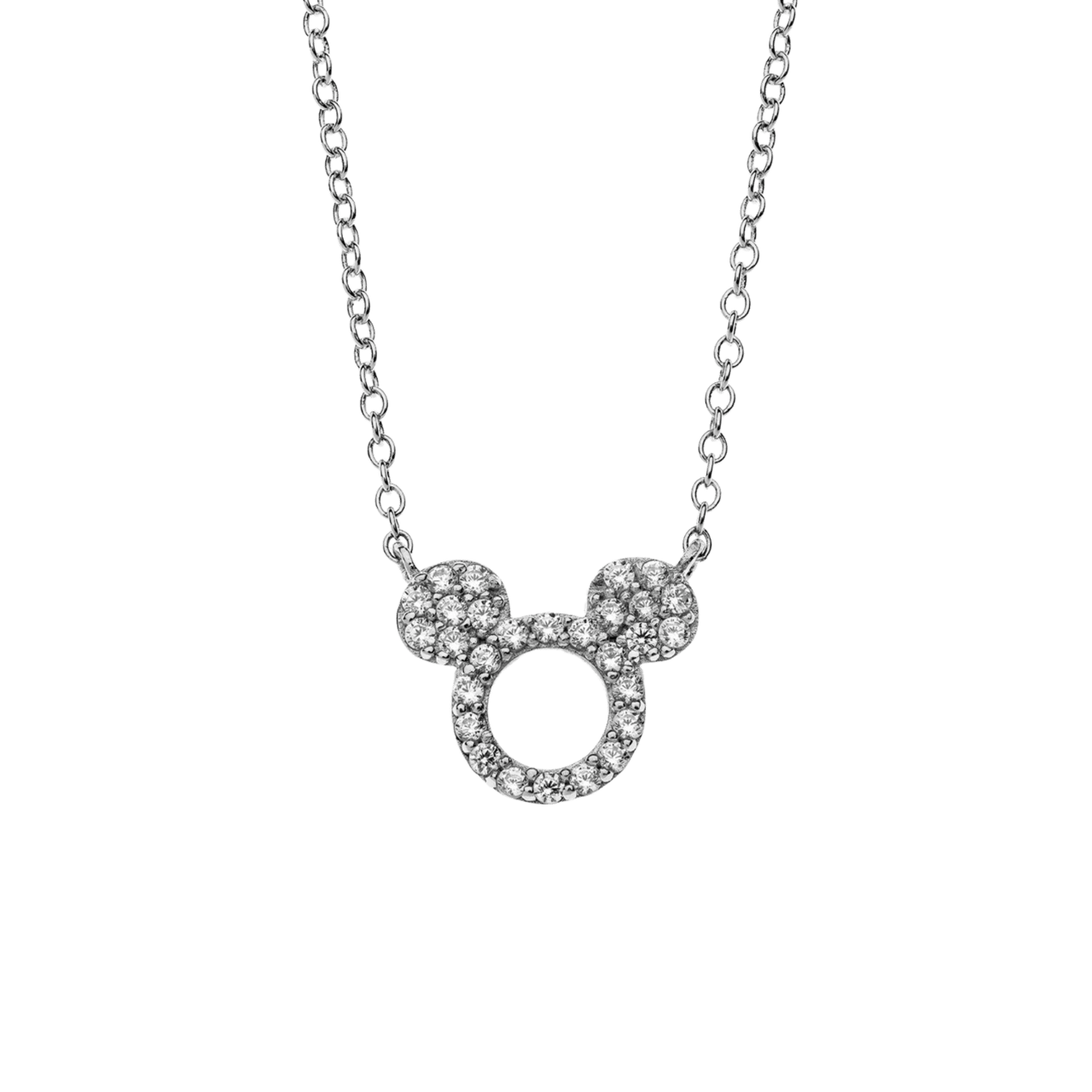 Zilveren Disney Mickey ketting zirkonia