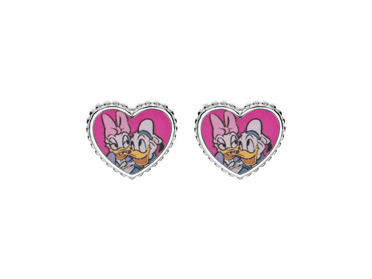 Zilveren Disney Daisy&Donald Duck oorbellen