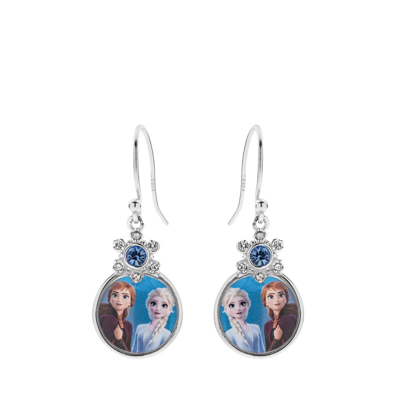 Zilveren Disney Frozen oorbellen disc kristal