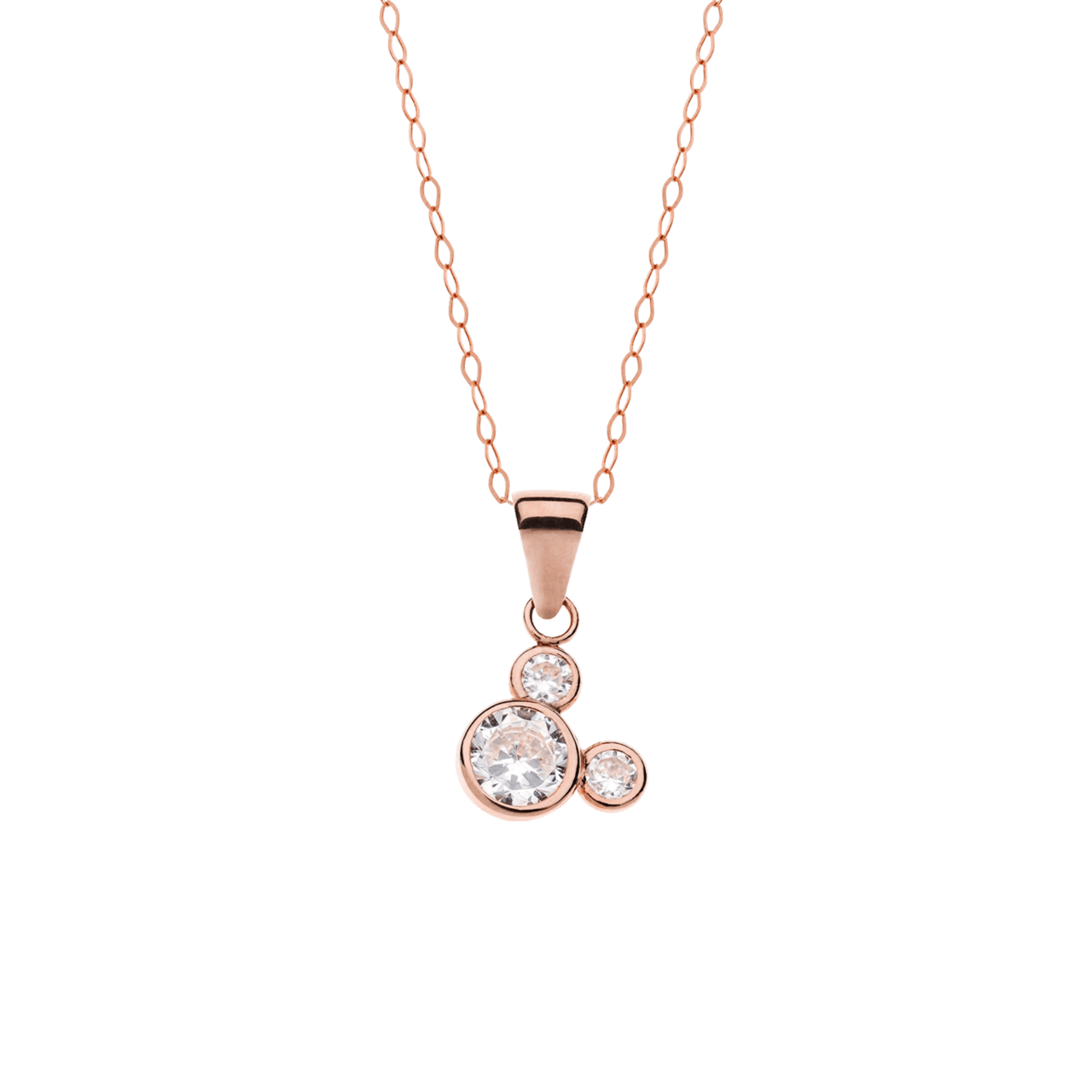 Disney zilveren roséplated kinderketting met hanger voor Minnie Mouse met kristal