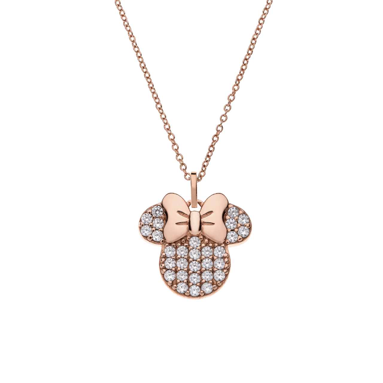 Disney Minnie Halskette, 925 Silber, rotvergoldet, Zirkonia