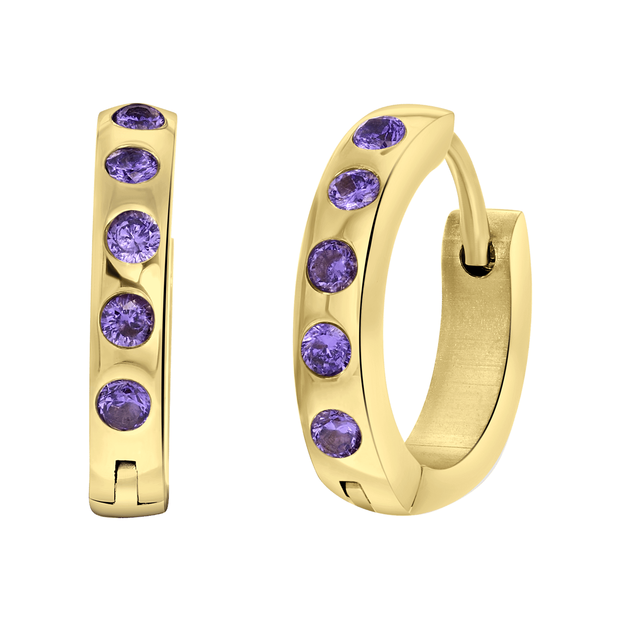 Stalen goldplated oorbellen geboortestenen