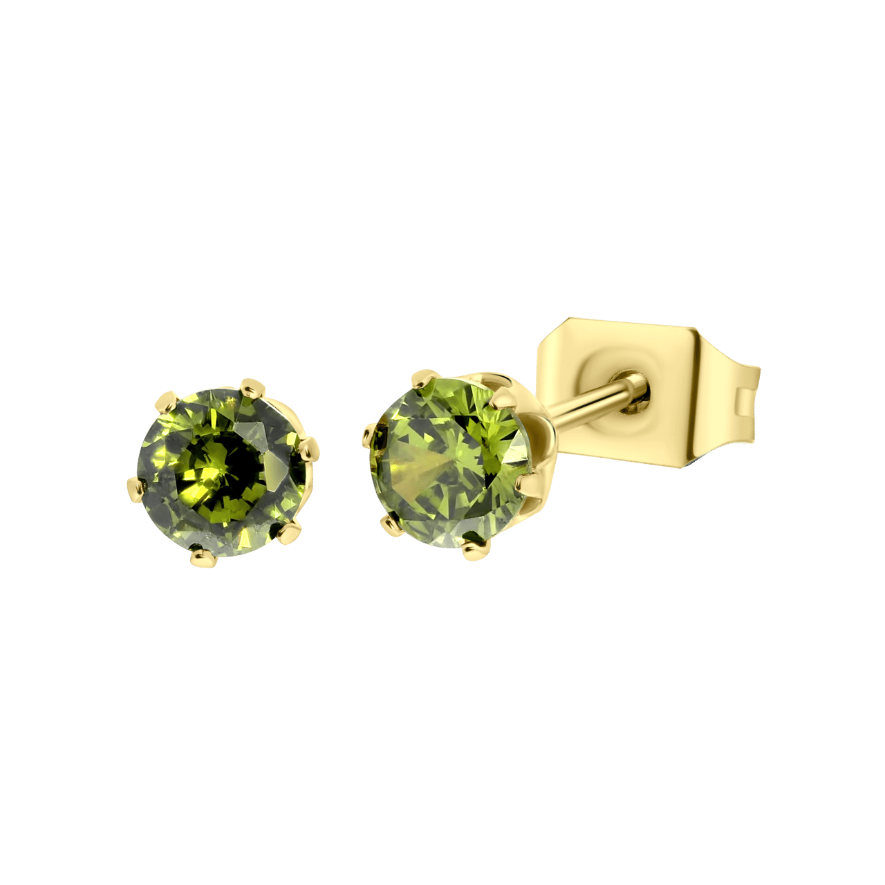 Stalen goldplated oorknoppen met geboortesteen voor dames